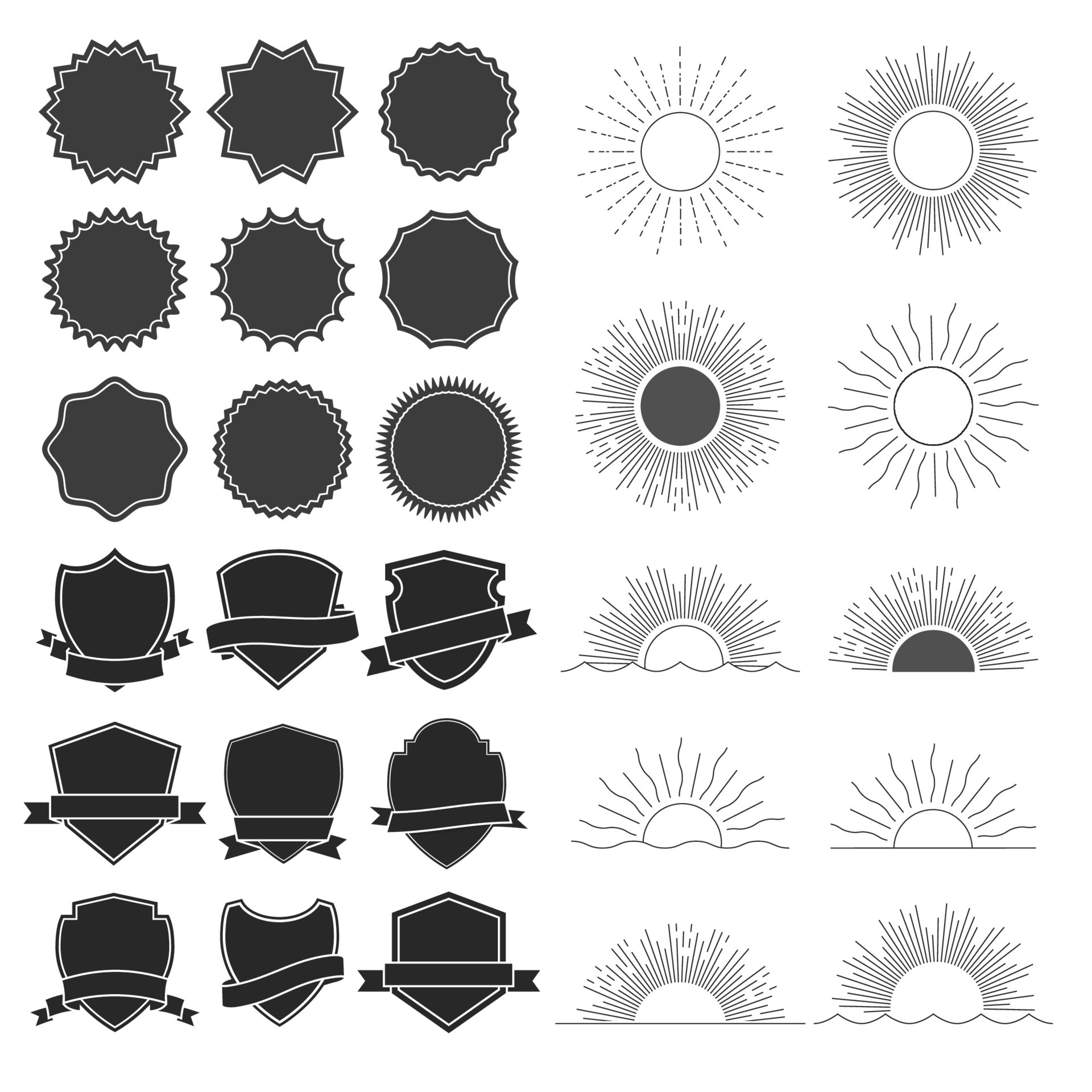 Sunburst retro design elements, badges 5419145 Vector Art at Vecteezy