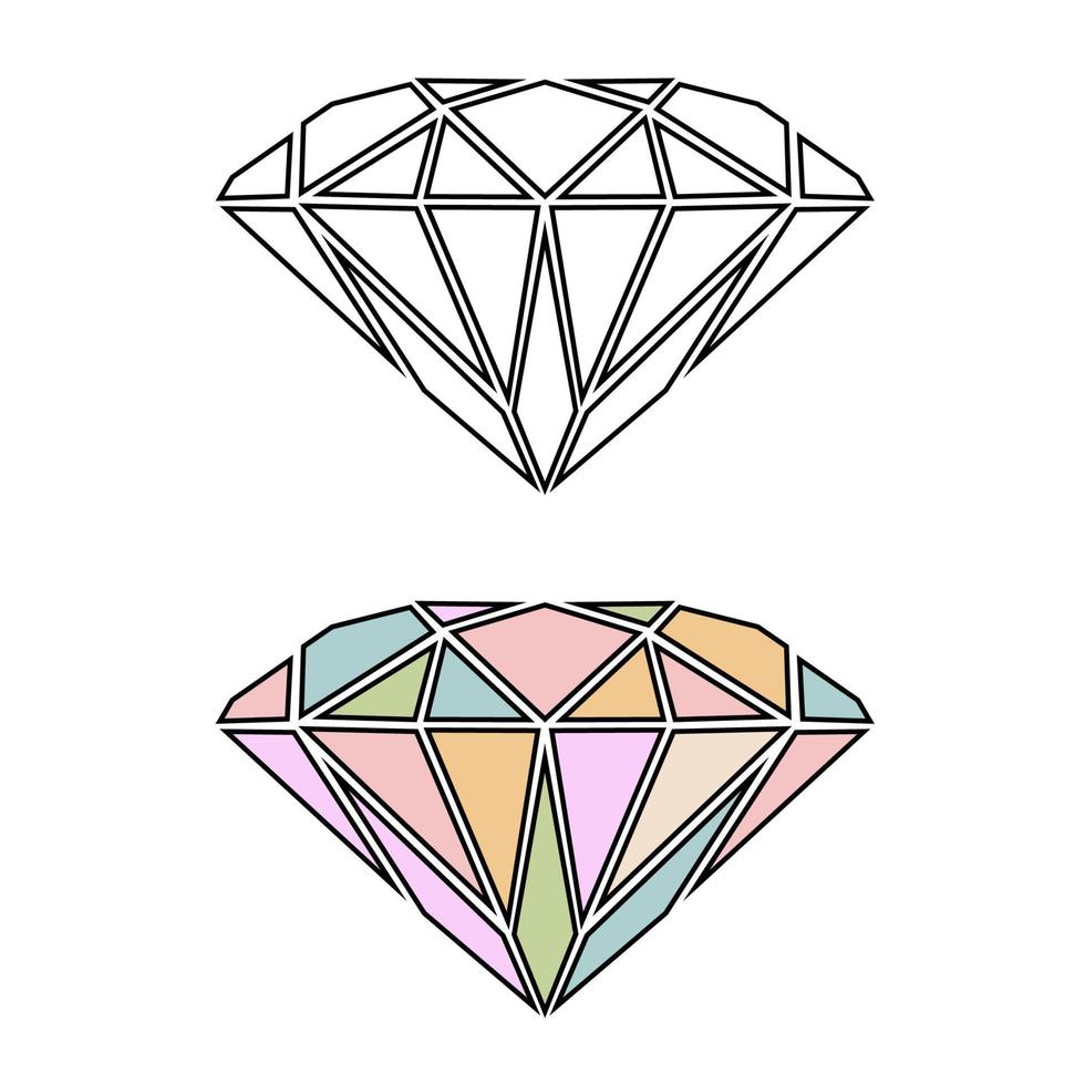 icono de línea delgada de diamante vector