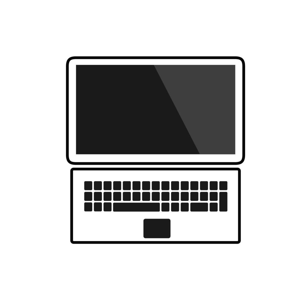 icono negro de la computadora portátil vector