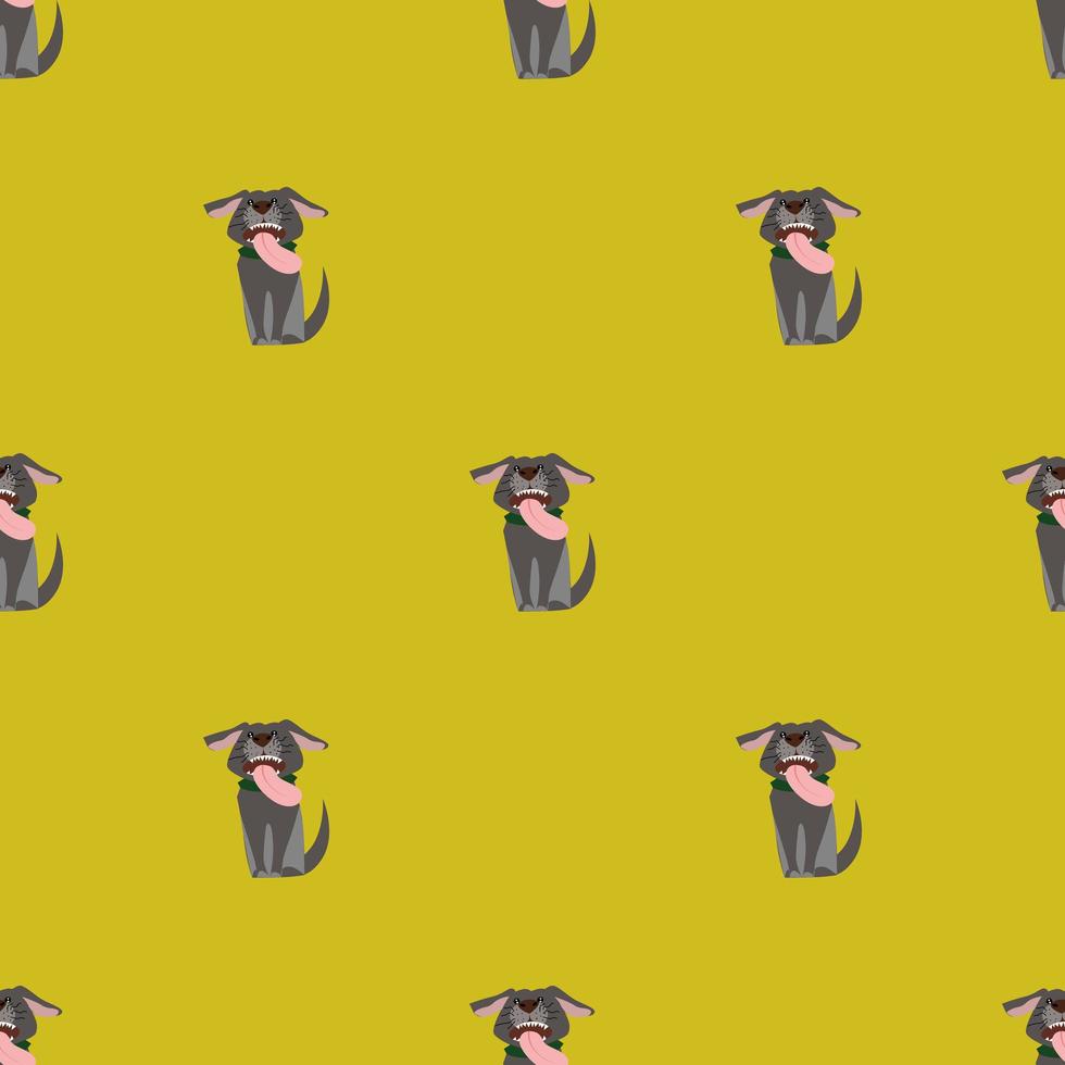 Seamless vector pattern with a funny dog on a yellow background.