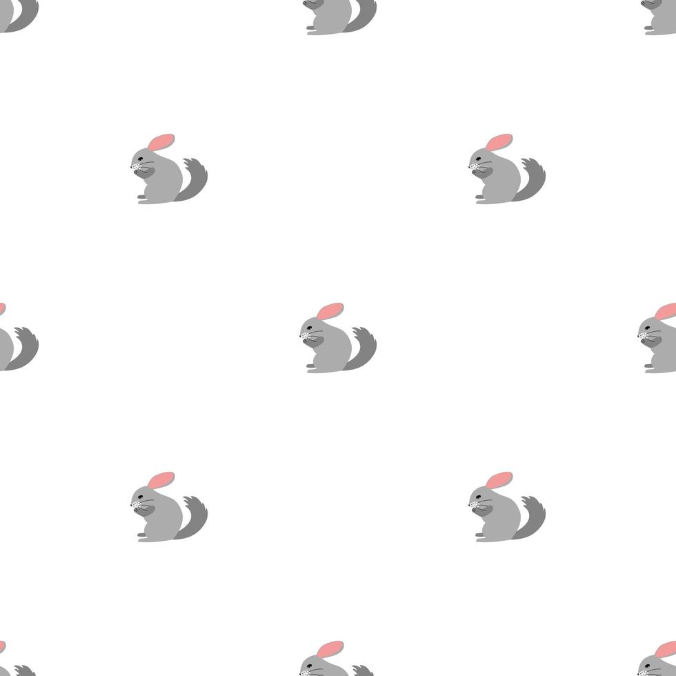 Seamless vector pattern with chinchilla on white background.