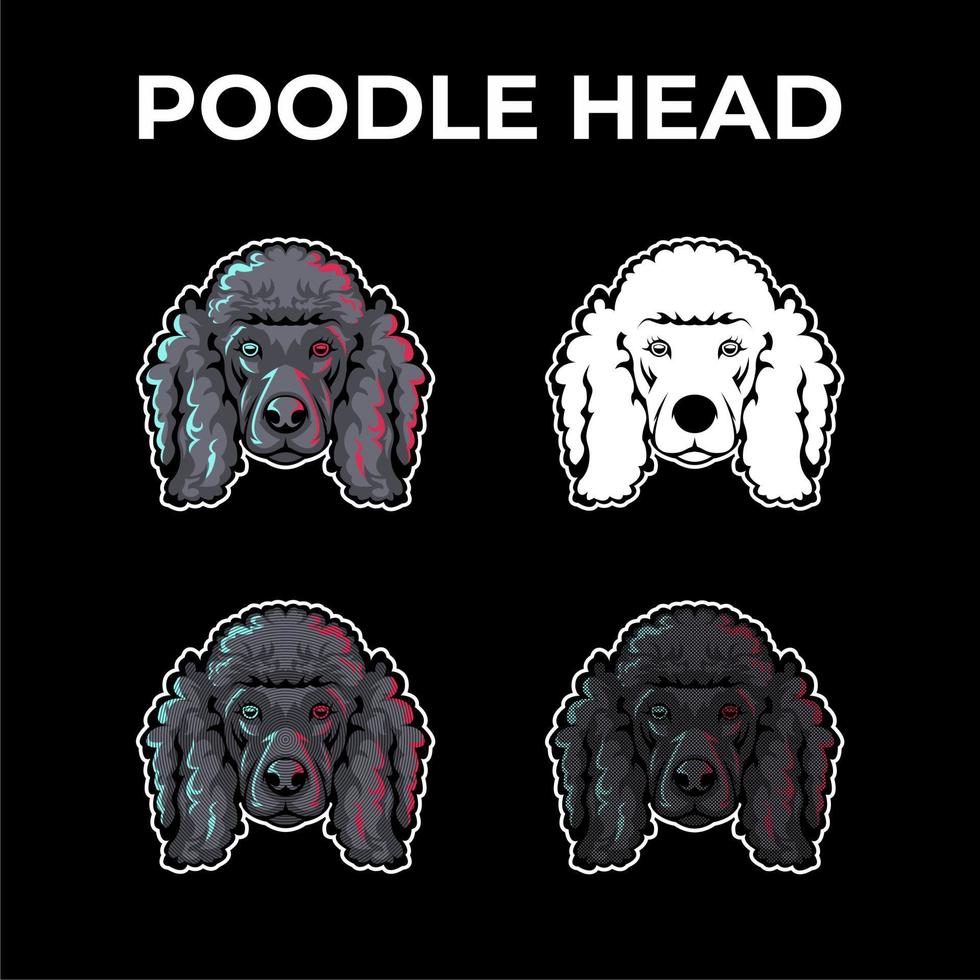 Poodle dog head vector collection set