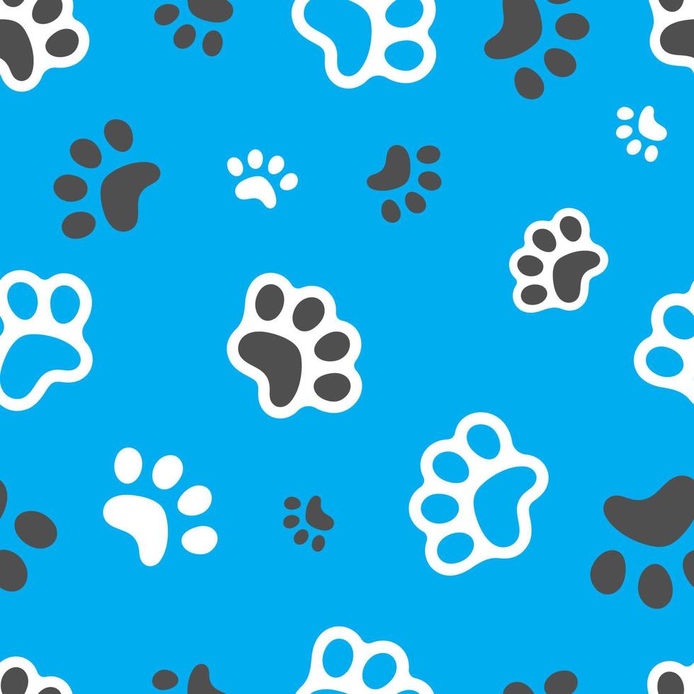 Cat paw seamless background. Animal paws print. Vector illustration.