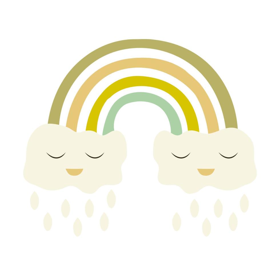 Rainbow and clouds icon vector