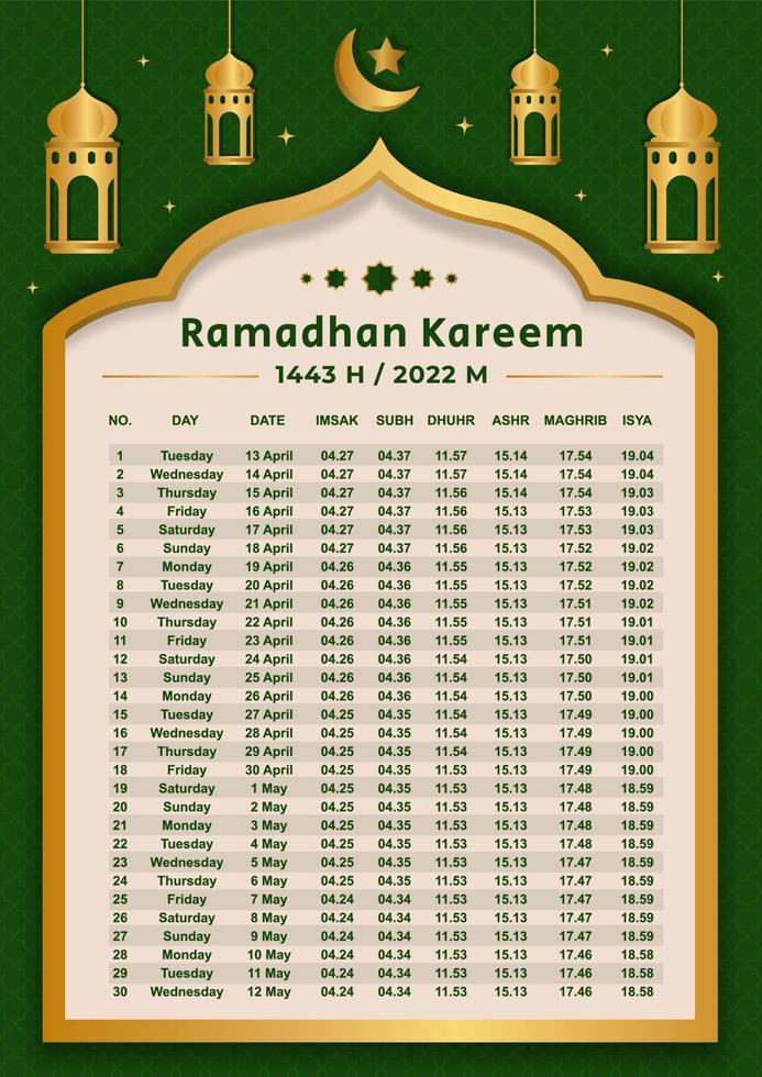 Ramadan Calendar 2022 5419665 Vector Art at Vecteezy