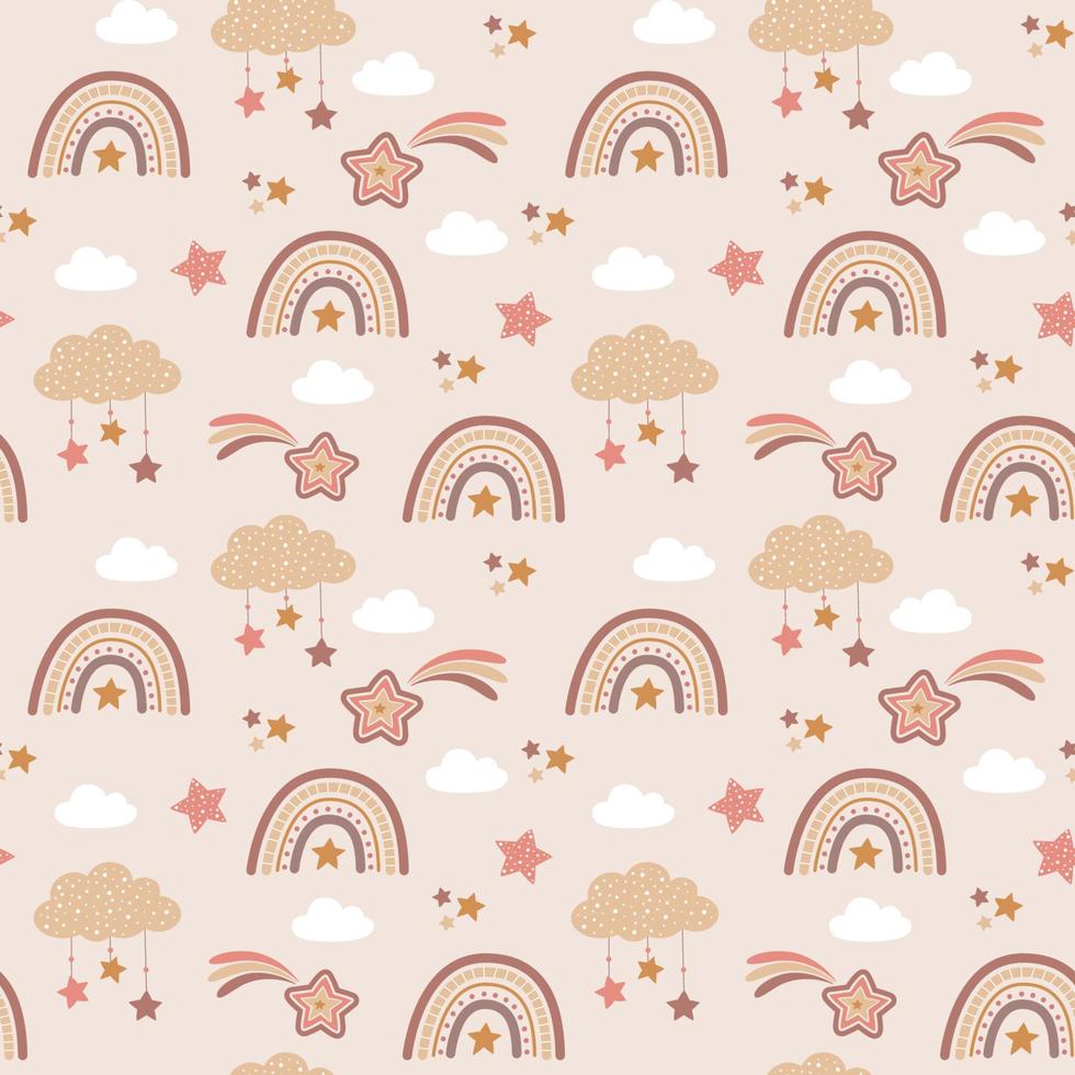 Stars and Rainbow Seamless Background vector