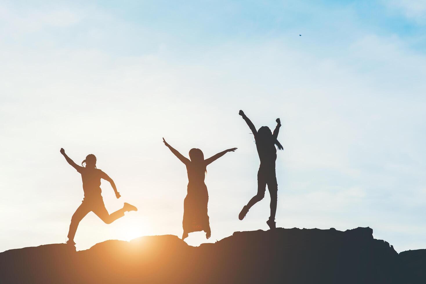 Silhouette of people happy time photo