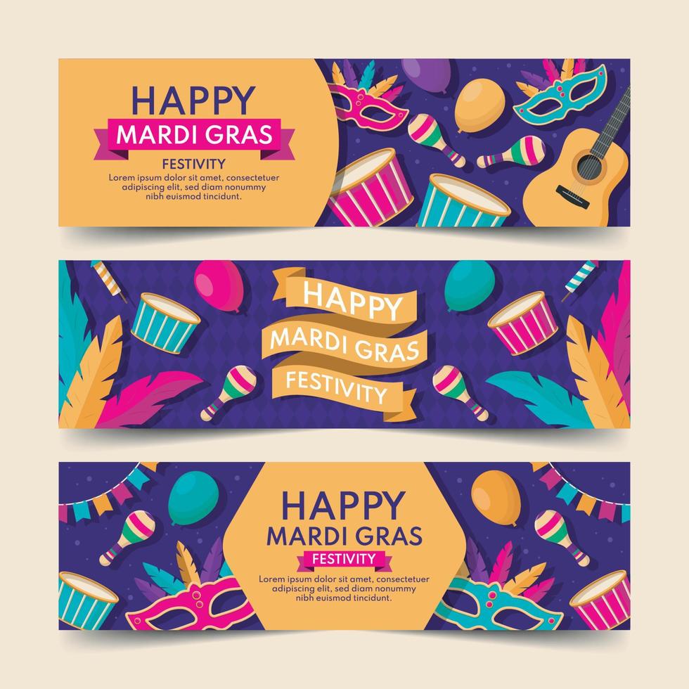 mardi gras carnaval festival colorido banner colección vector