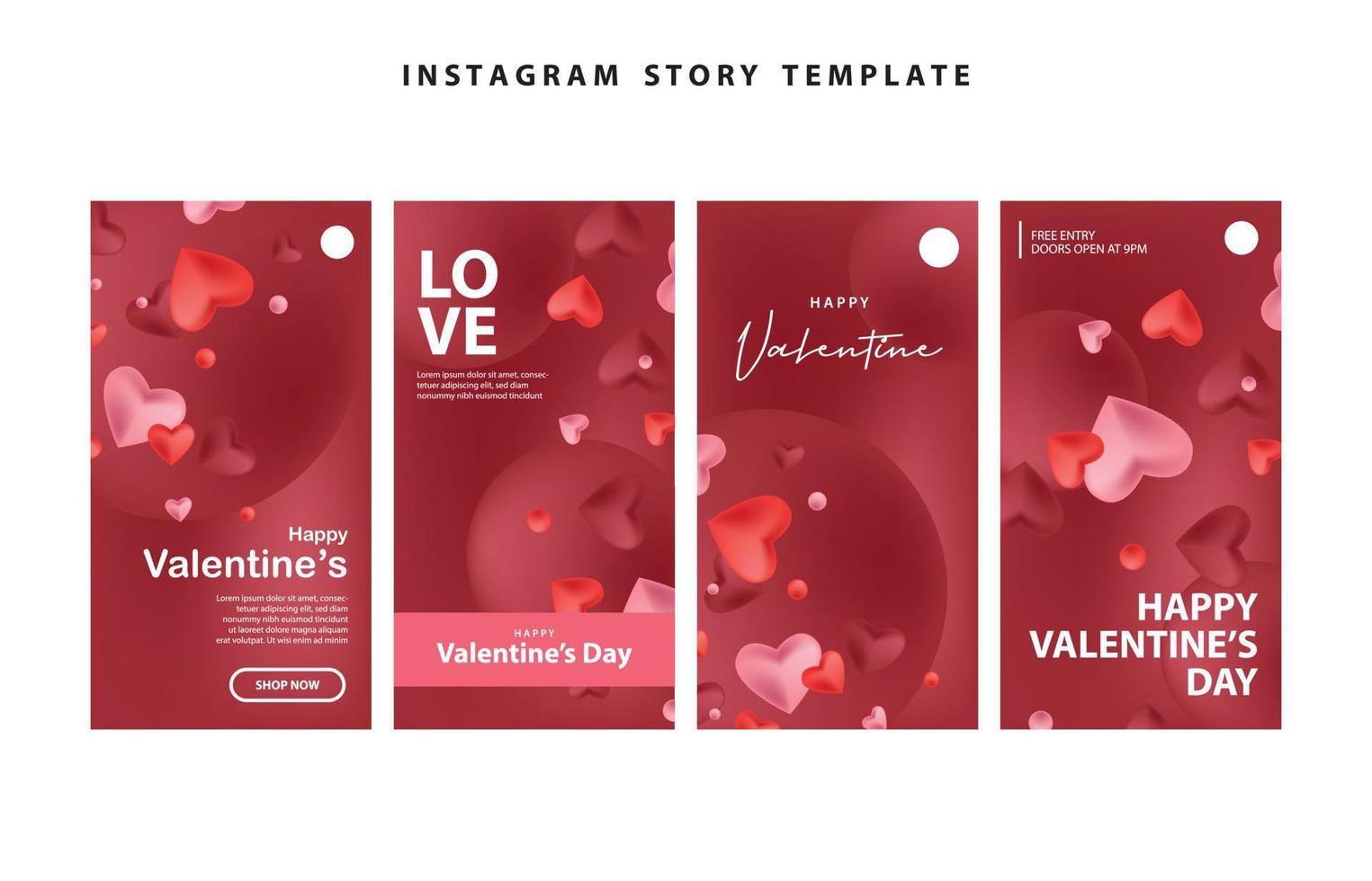 happy valentines day social media poster banner flyer pattern event abstract layout illustration background february party wallpaper template label backdrop modern vector design sale red romantic red