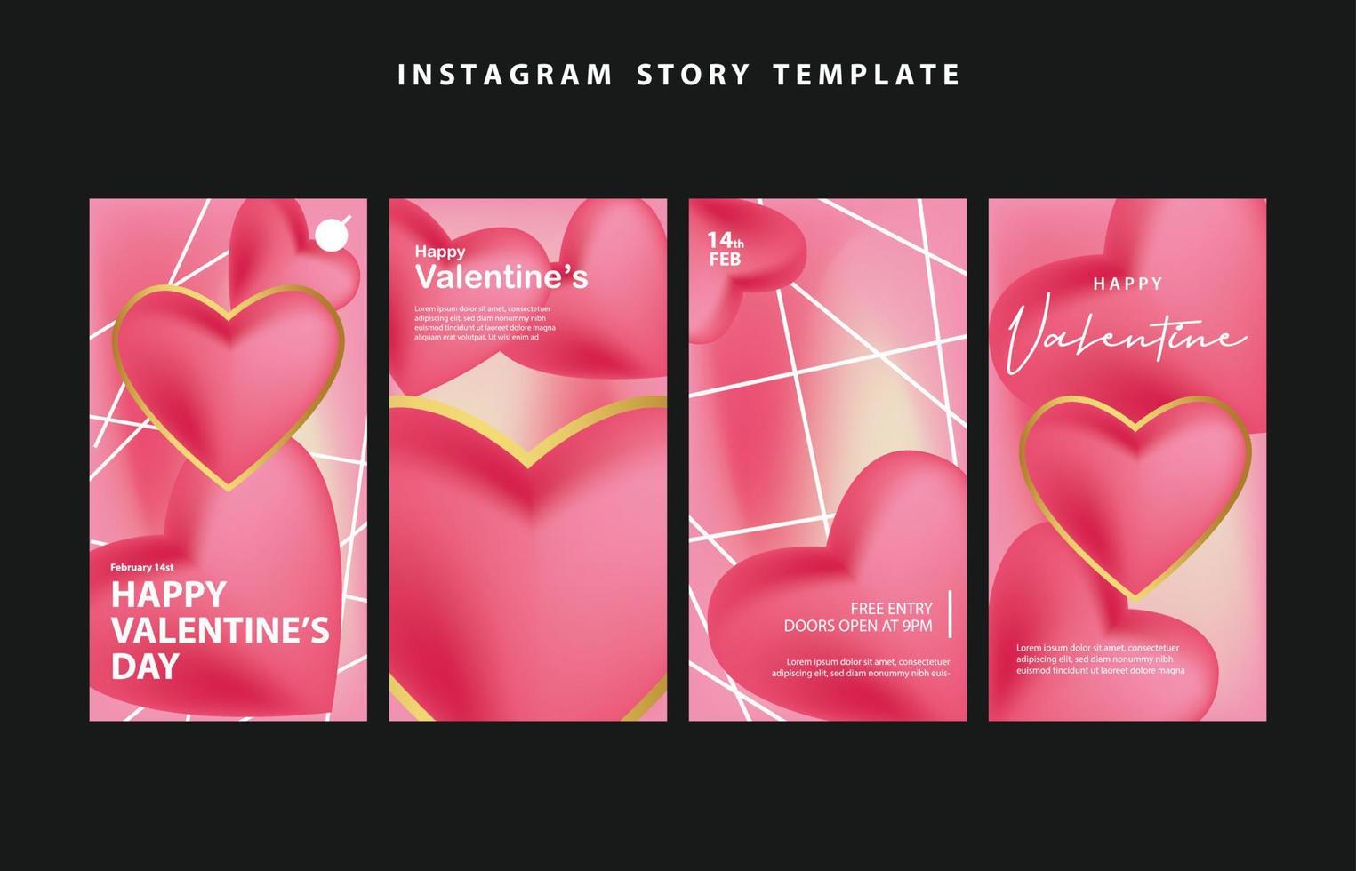 happy valentines day social media poster banner flyer pattern event abstract layout illustration background february party wallpaper template label backdrop modern vector design sale red romantic red
