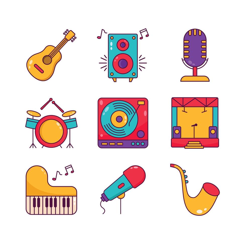 conjunto de iconos de música de concierto vector