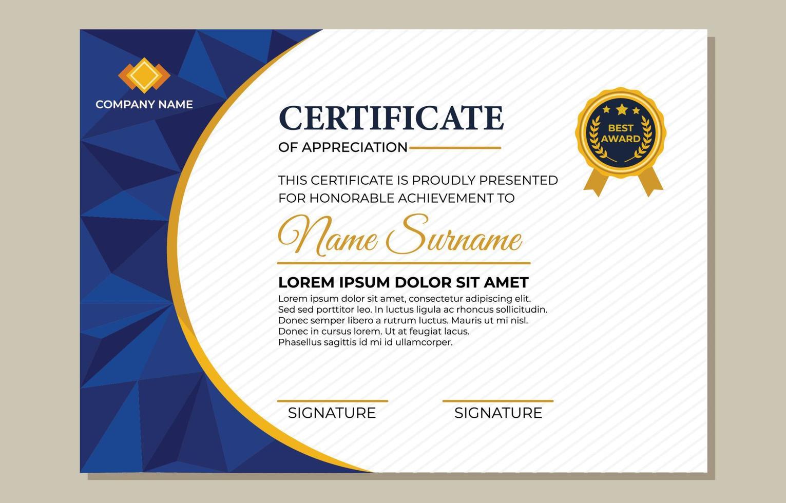 University Seminar Certificate Template vector