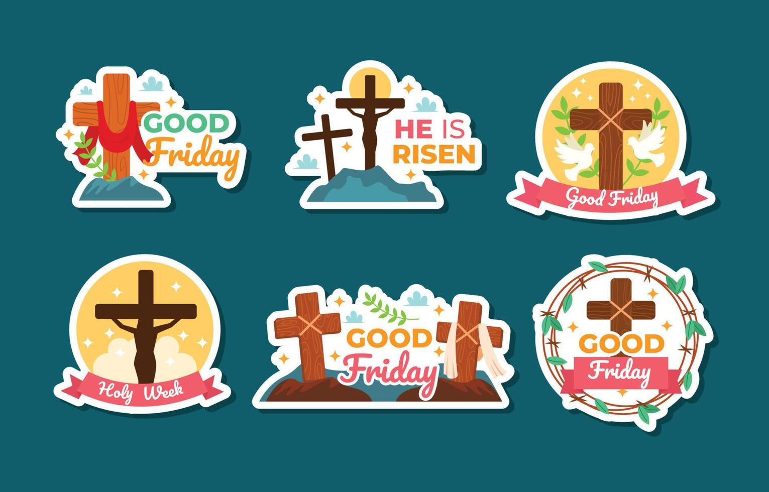 colección de pegatinas de viernes santo vector