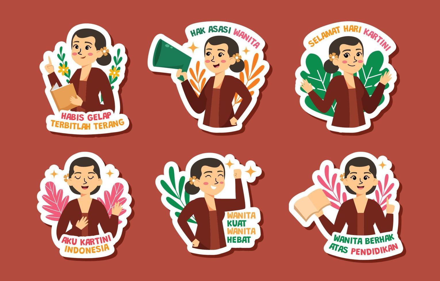Kartini Day Sticker Colletion vector