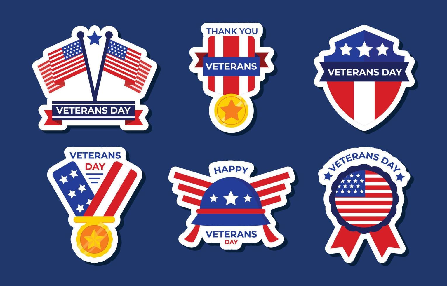 Veterans Day Sticker Set vector