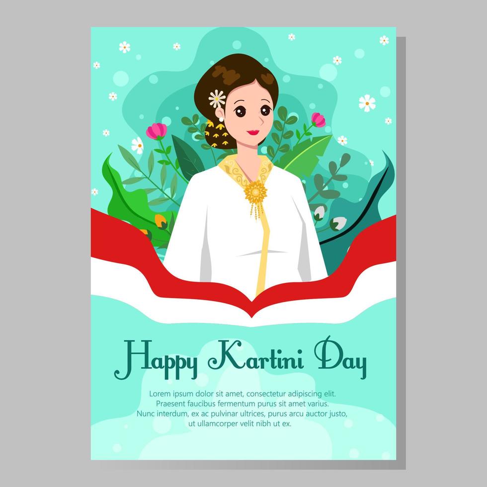 cartel feliz del día de kartini vector