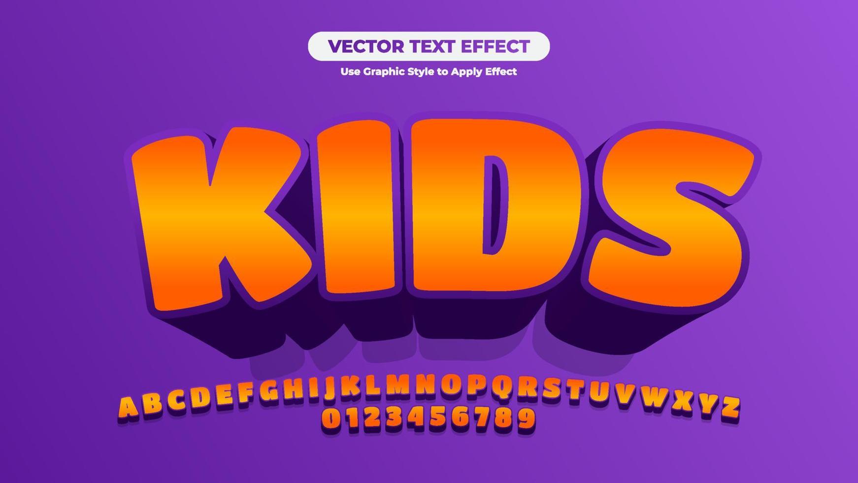Kids 3D Text Effect vector