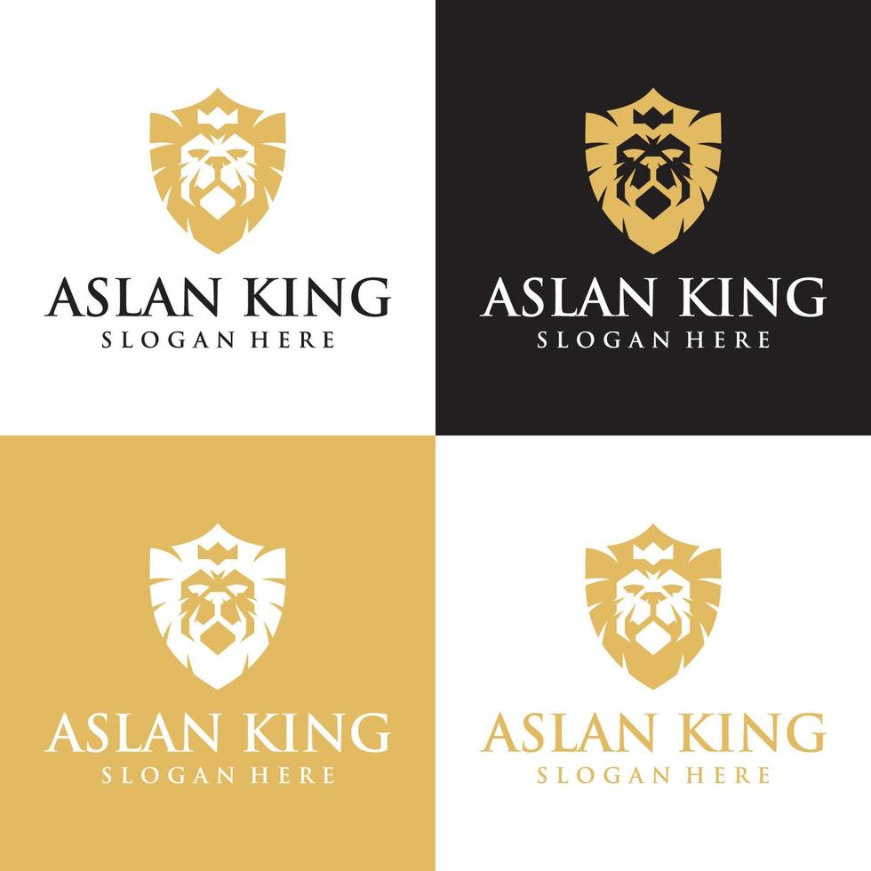 plantilla de diseño del logotipo del rey león royal aslan, cabeza de león vector