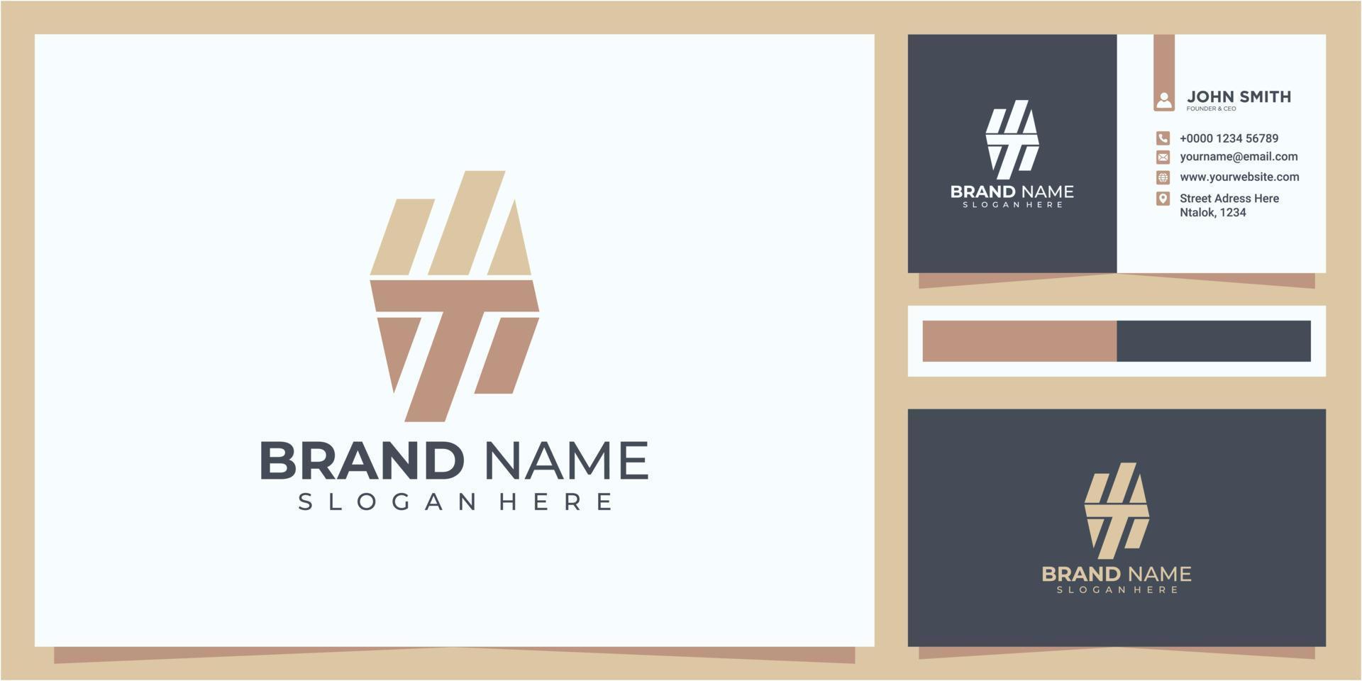 Initial letter WTM logo design. WT logo, TM logo, WTM logo design with business card design vector