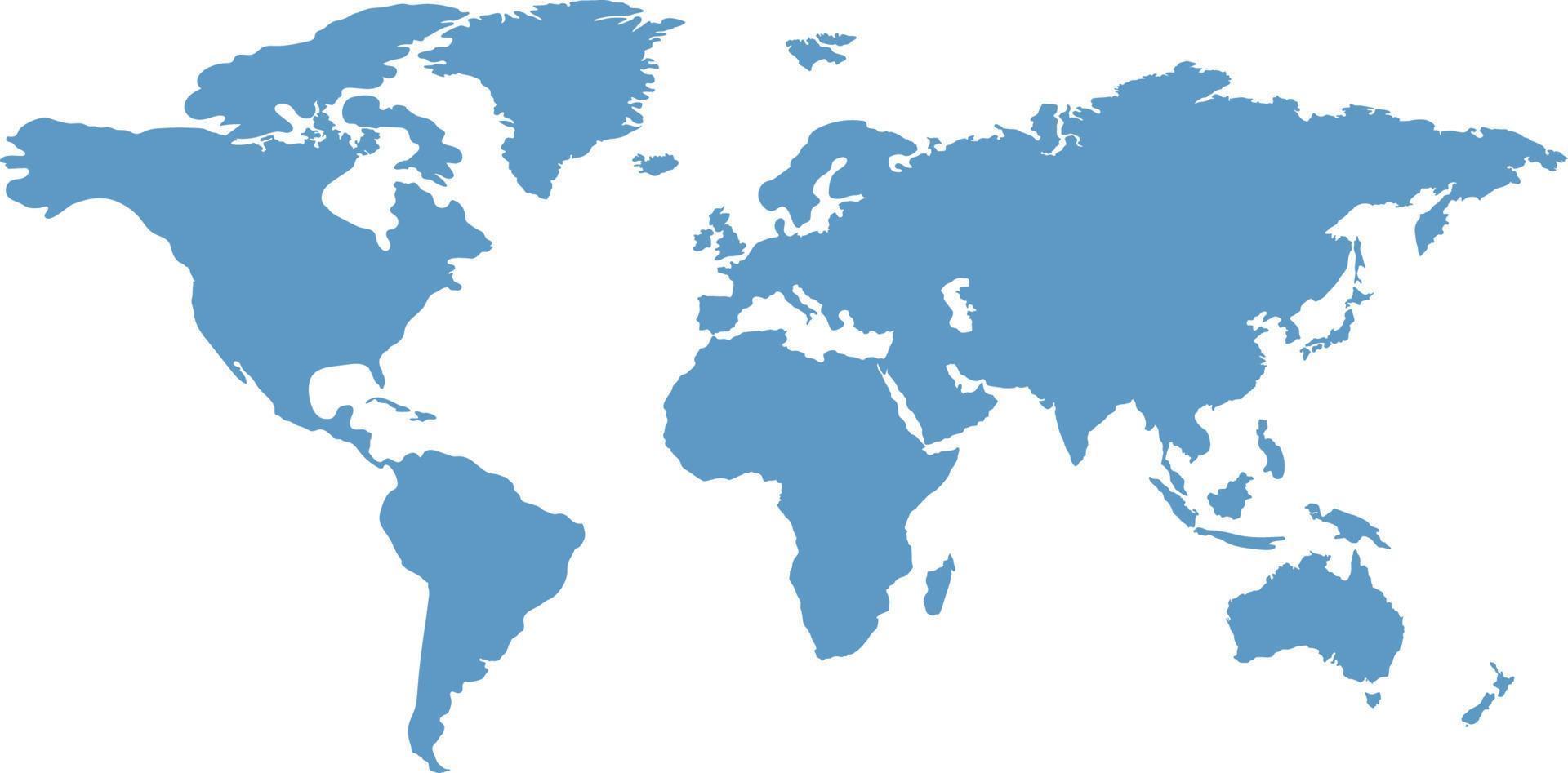 plantilla de mapa mundial con continentes, américa del norte y del sur, europa y asia, áfrica y australia vector