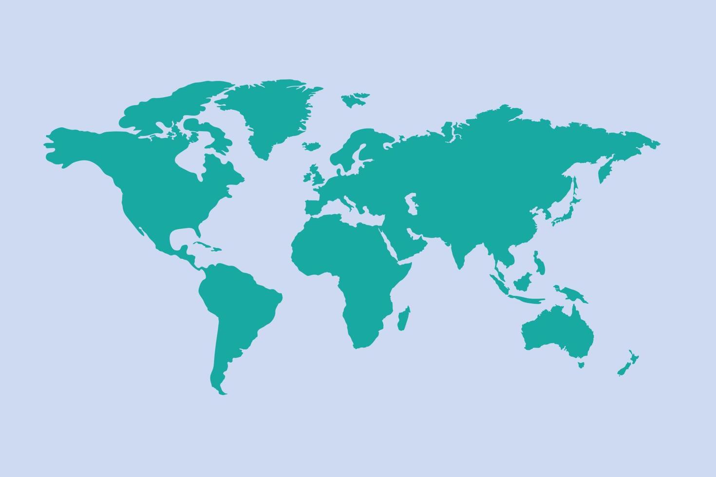 plantilla de mapa mundial con continentes, américa del norte y del sur, europa y asia, áfrica y australia vector