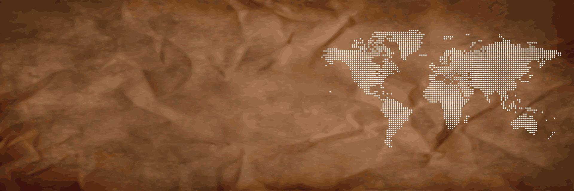 mapa del mundo en banner de fondo marrón vector