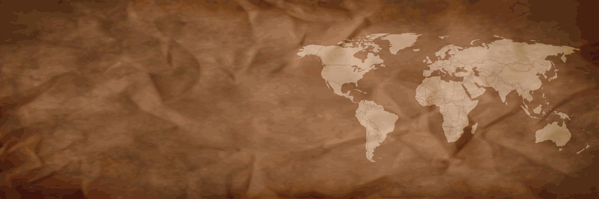 mapa del mundo en banner de fondo marrón vector