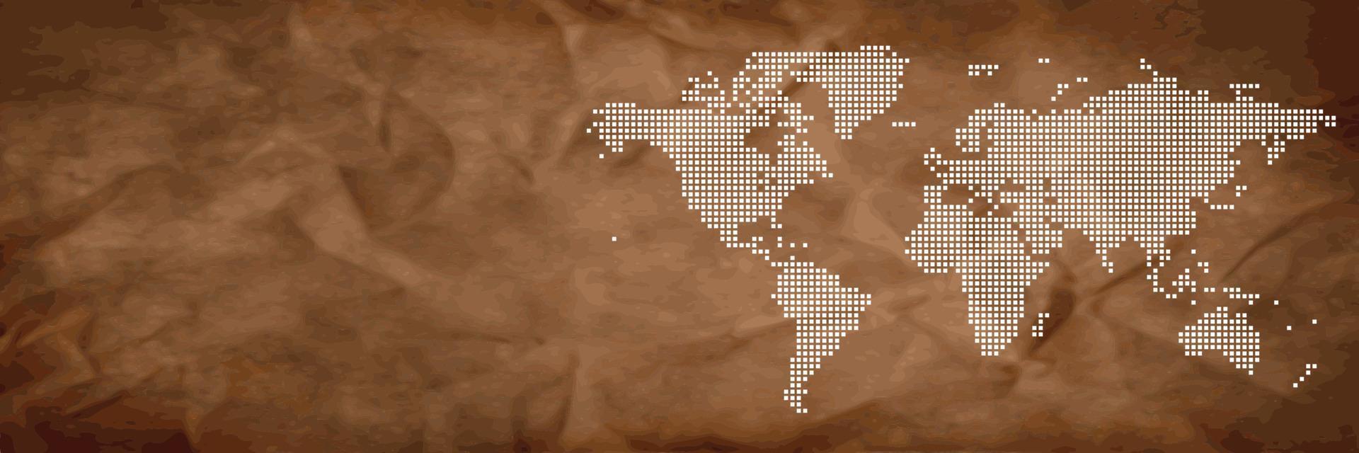 mapa del mundo en banner de fondo marrón vector