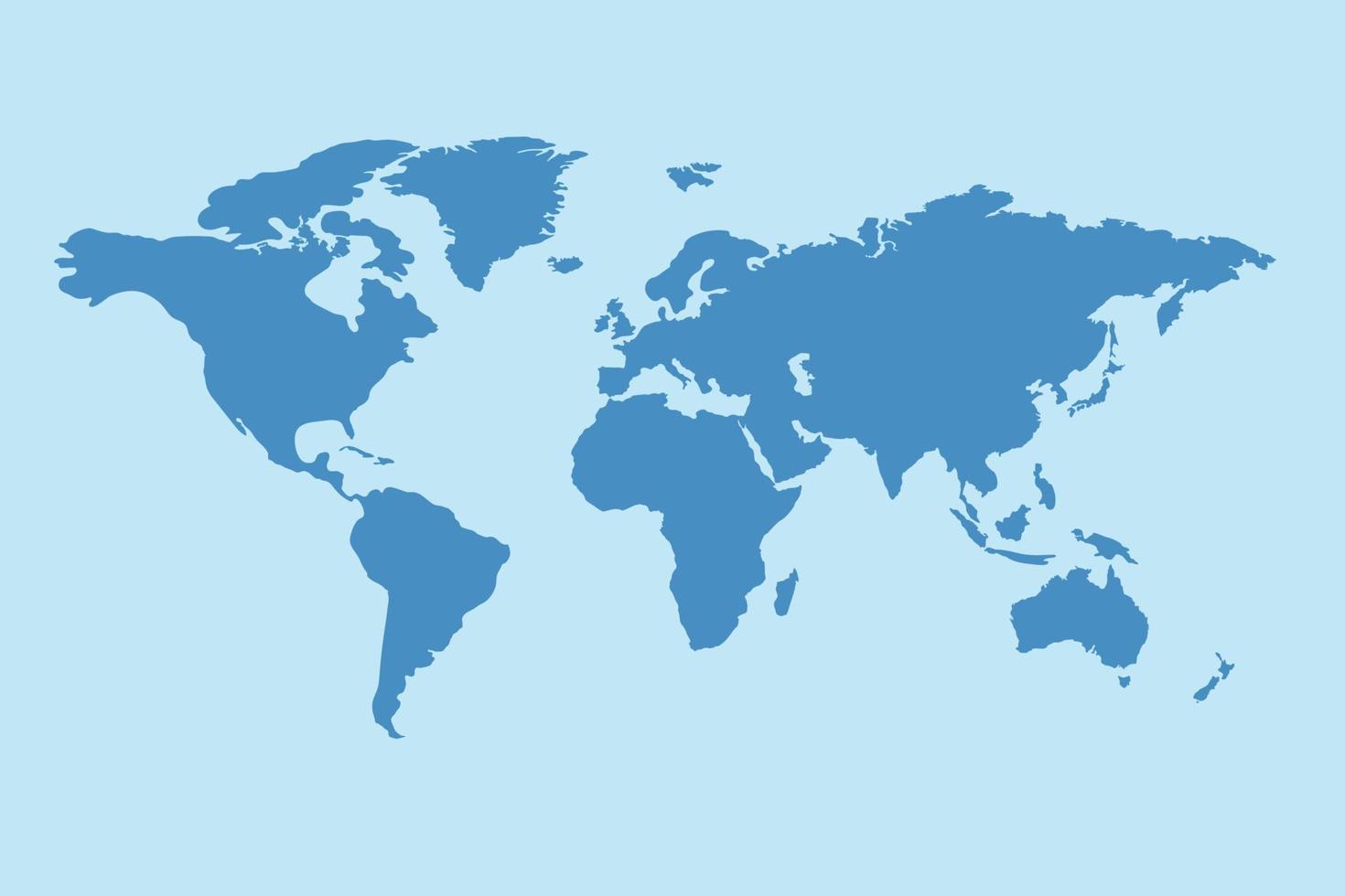 World map template with continents, North and South America, Europe and Asia, Africa and Australia vector