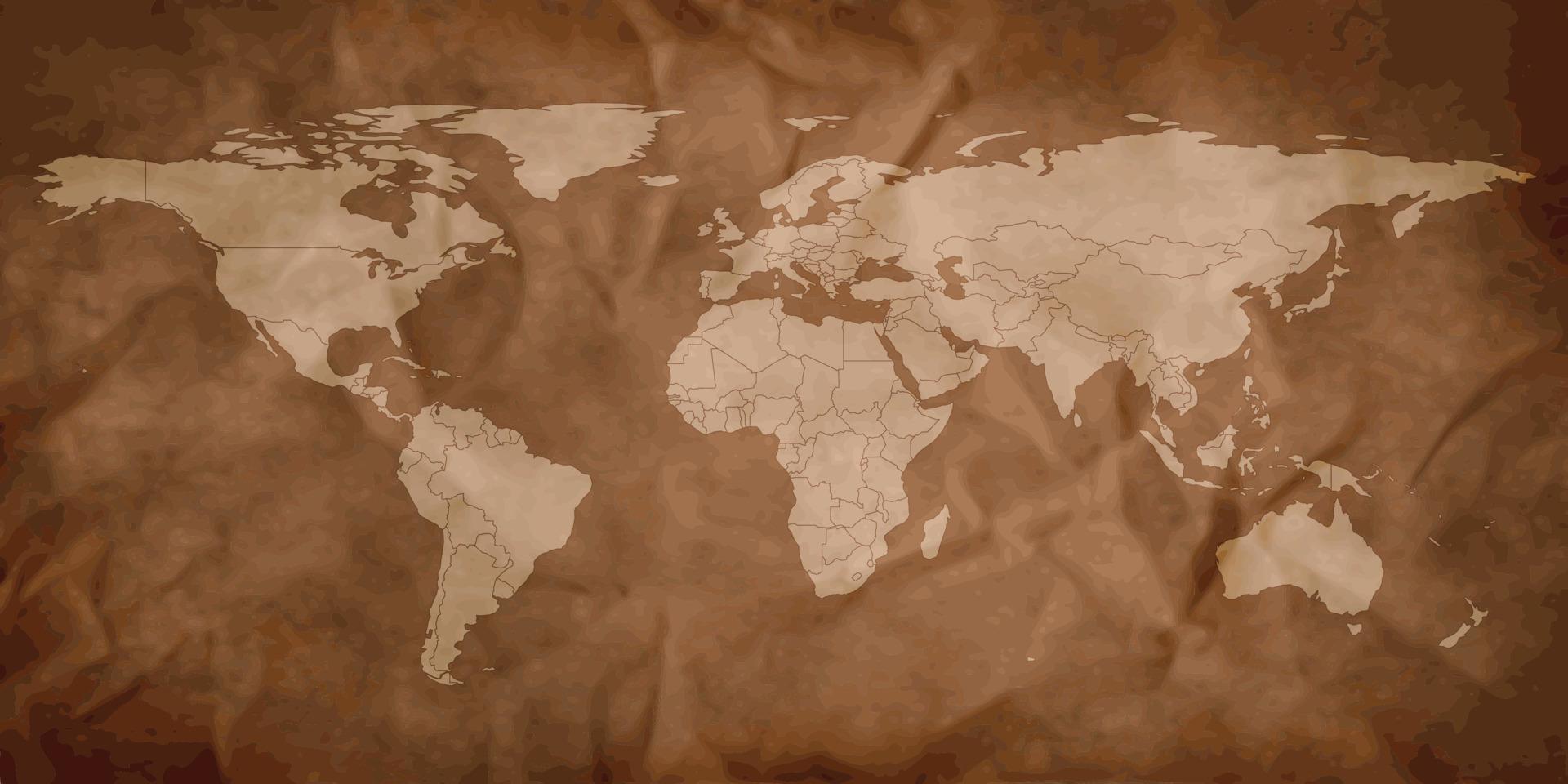 World map template with continents, North and South America, Europe and Asia, Africa and Australia vector