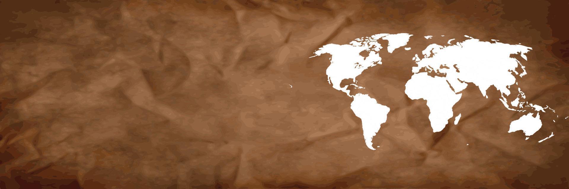 World map on brown background banner vector