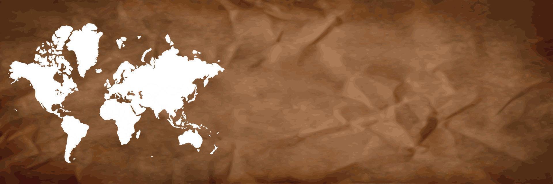 mapa del mundo en banner de fondo marrón vector