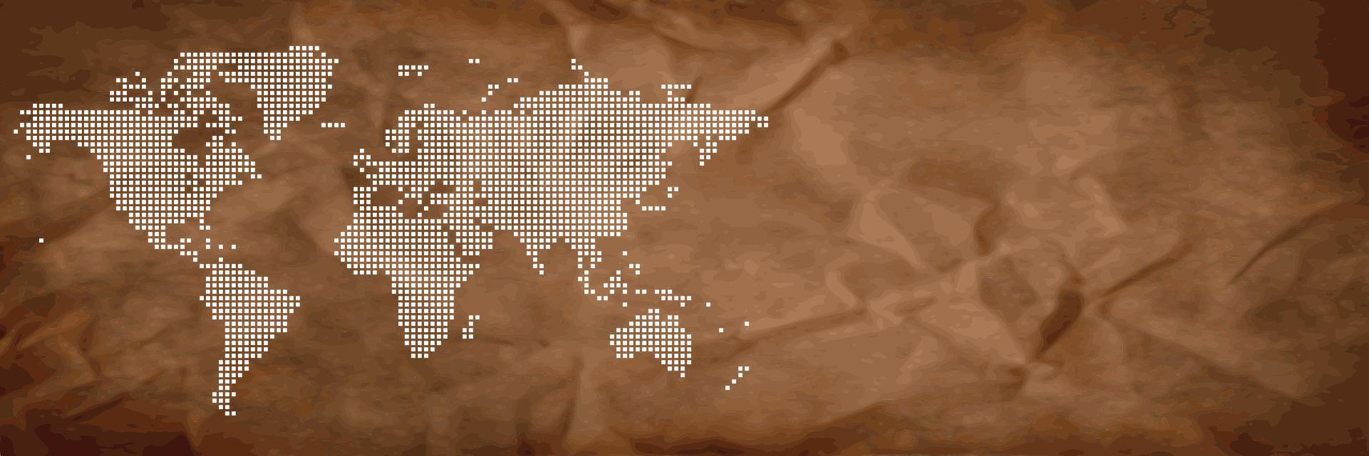 World map on brown background banner vector