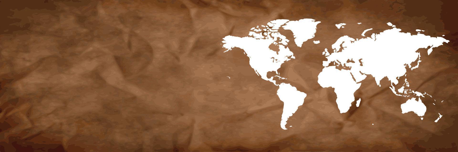 mapa del mundo en banner de fondo marrón vector