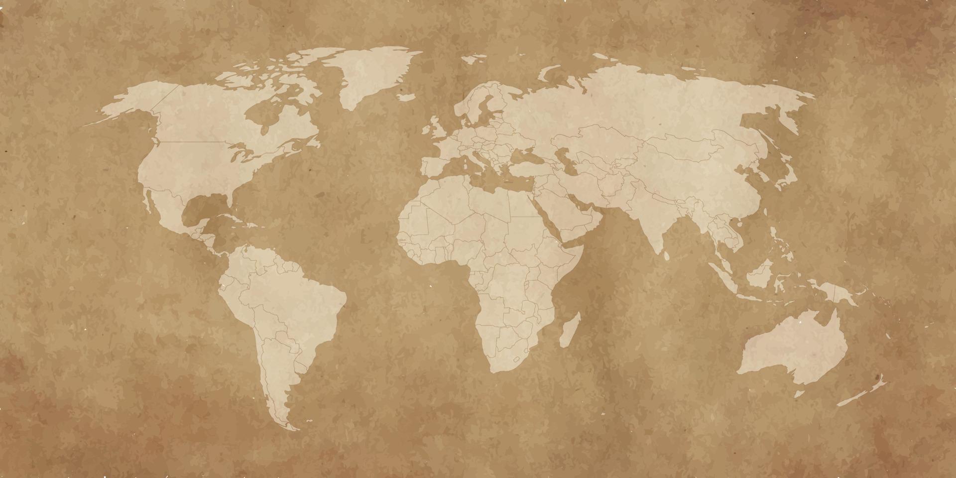 plantilla de mapa mundial con continentes, américa del norte y del sur, europa y asia, áfrica y australia vector