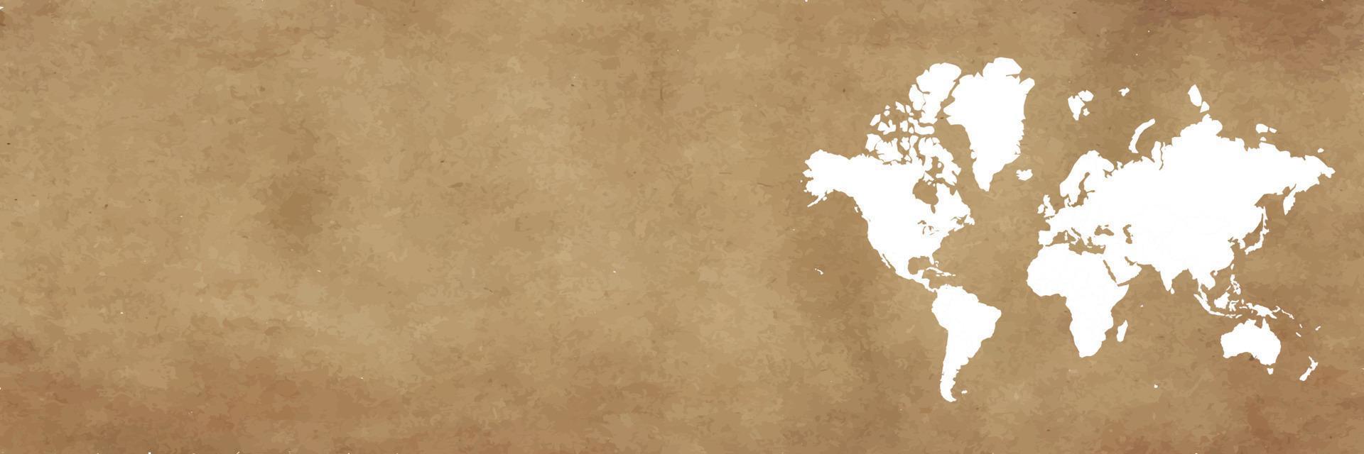 World map on brown background banner vector