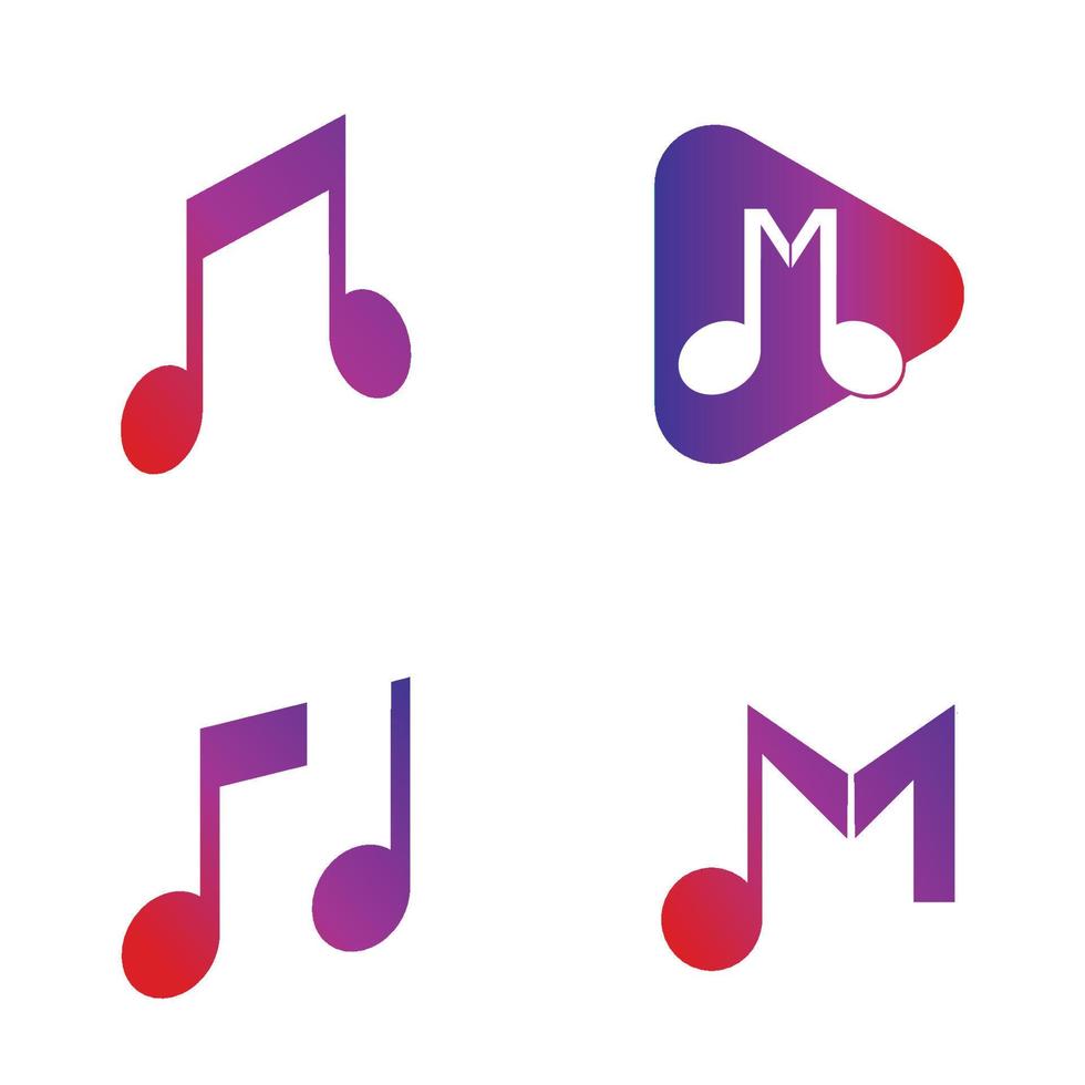 Diseño de ilustración de vector de icono de nota musical