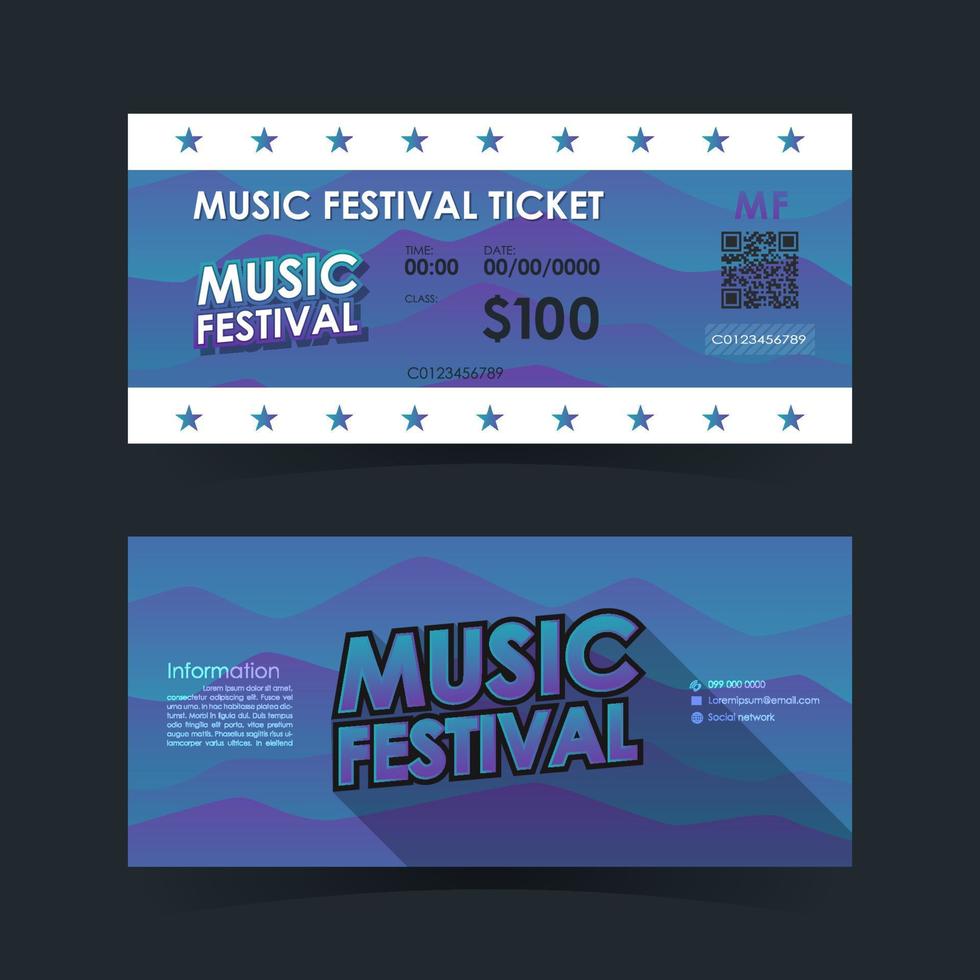 Music festival ticket Card. Mountain element template for graphics design. Vector illustration