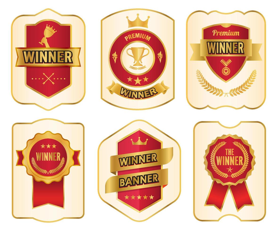 Elegant premium winner golden labels. Banner element vintage design. Vector illustration