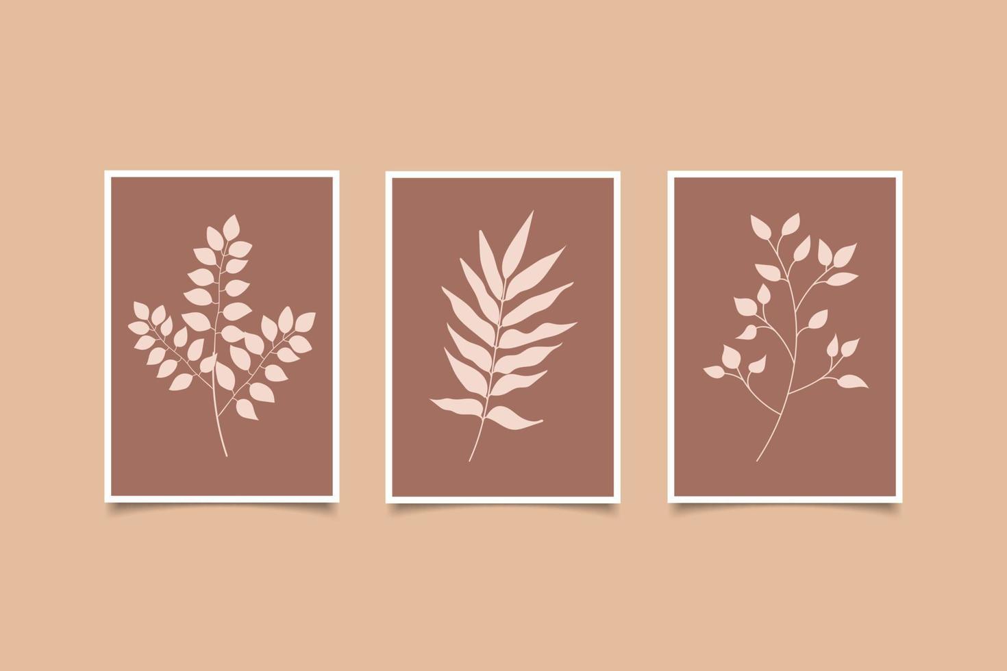set of three modern leaf art collection vector