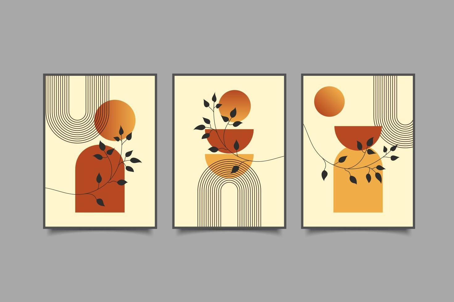 conjunto de impresiones boho contemporáneo botánico moderno arte de la pared minimalista vector