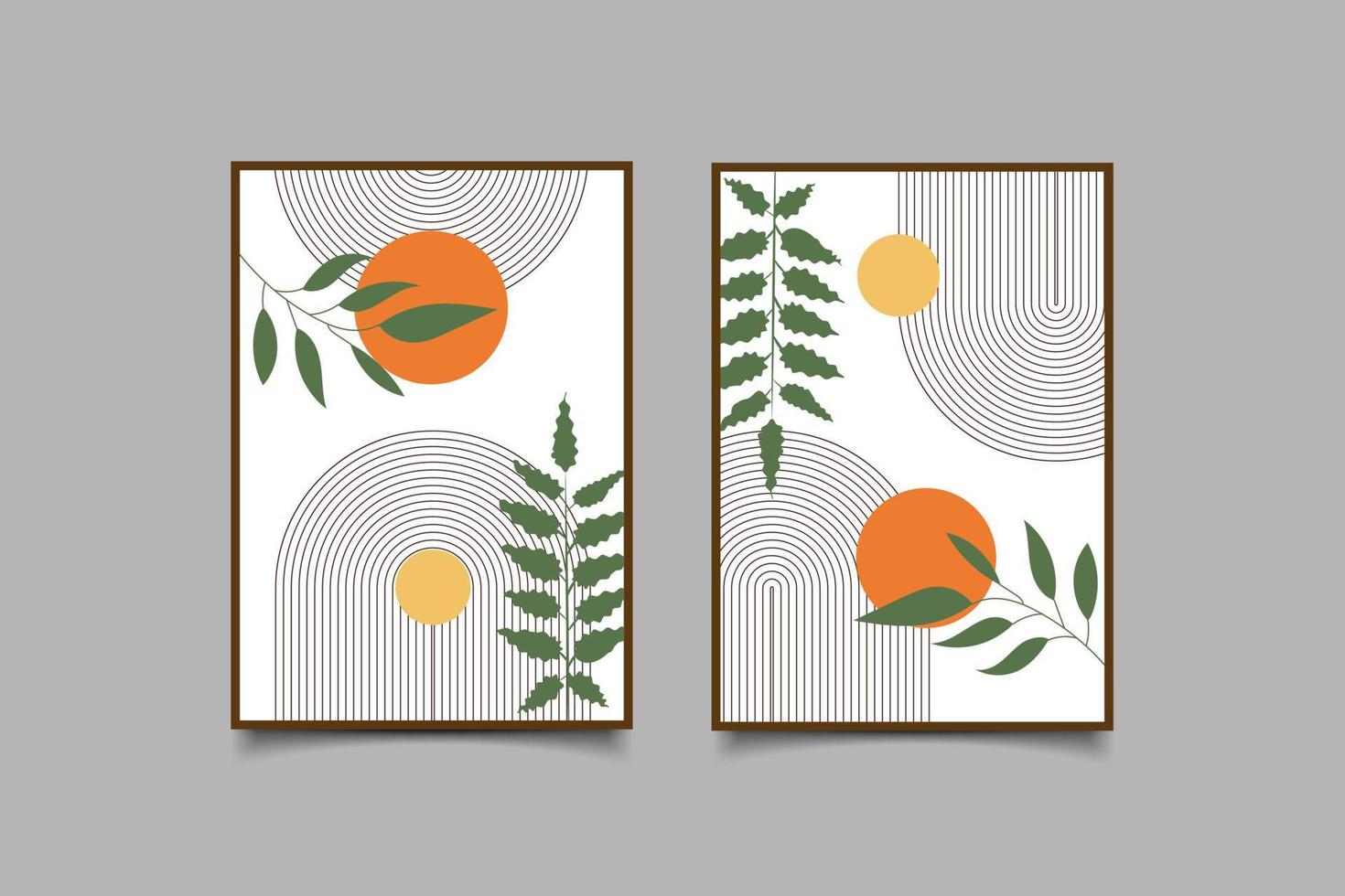 modern mid century botanical poster art collection vector