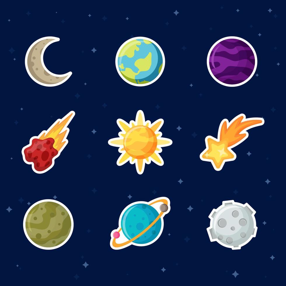 Space Object Stickers Collection vector