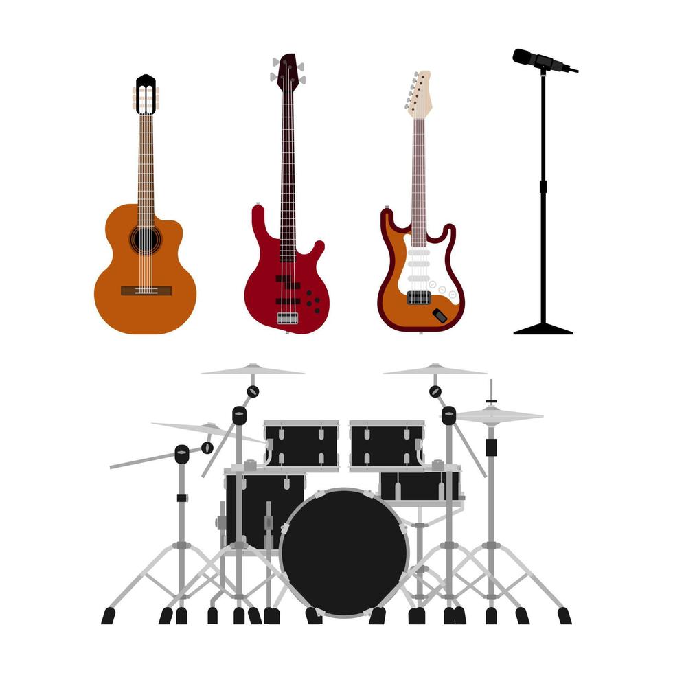 Musical instrument vector icon illustration set