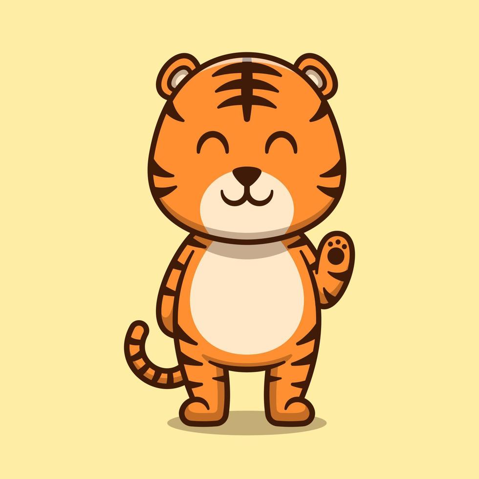 Cute tiger cartoon vector icon illustration