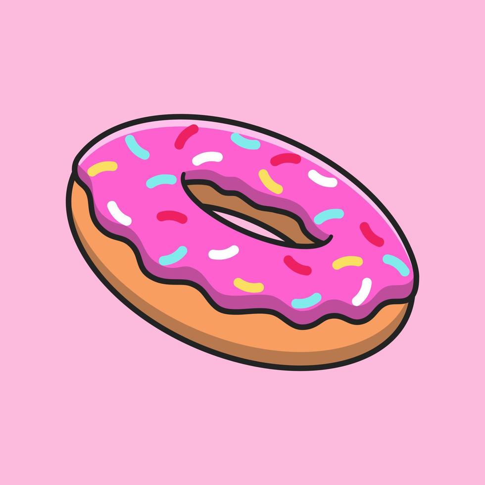 Floating doughnut cartoon vector icon illustration