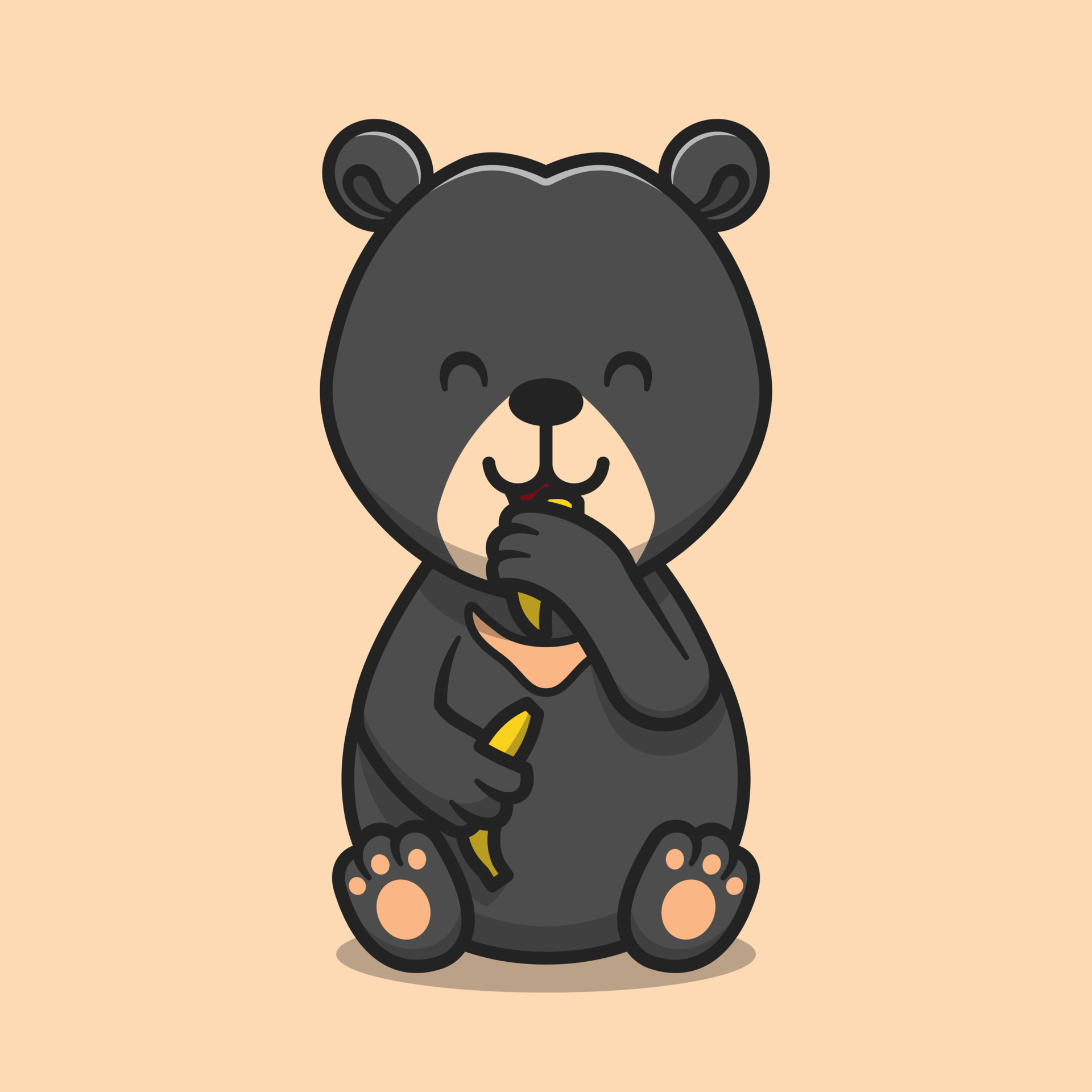 Cute sun bear eating banana cartoon vector icon illustration 5421140 Vector Art at Vecteezy