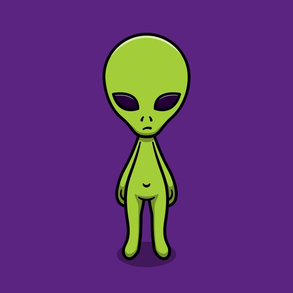 cute alien cartoon vector icon illustration
