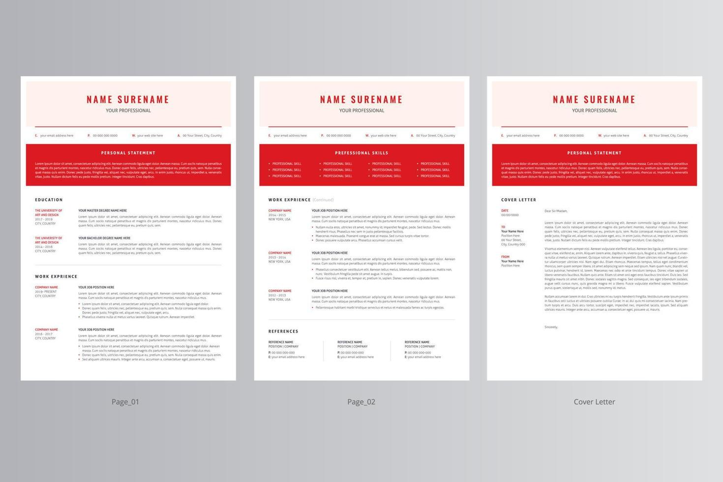 Professional Resume and Cover Letter Template. Pro Vector