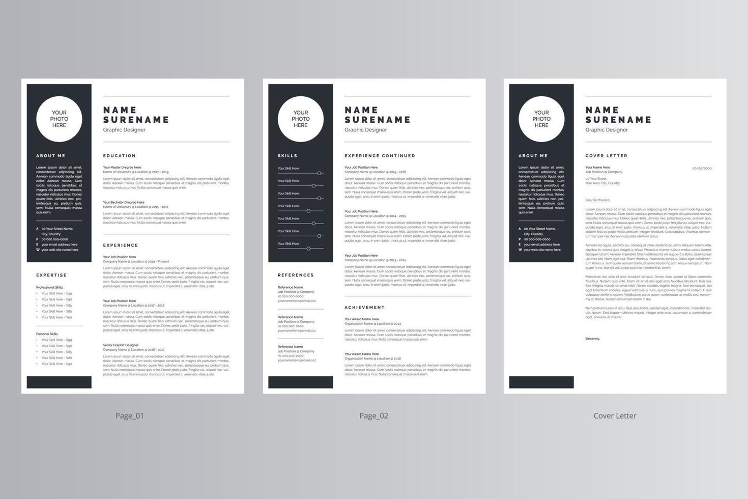 Professional Resume and Cover Letter Template. Pro Vector